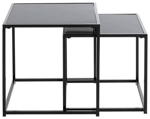 BEISTELLTISCHSET quadratisch Schwarz  - Schwarz, Design, Glas/Metall (35-40/35-40/35-40cm)
