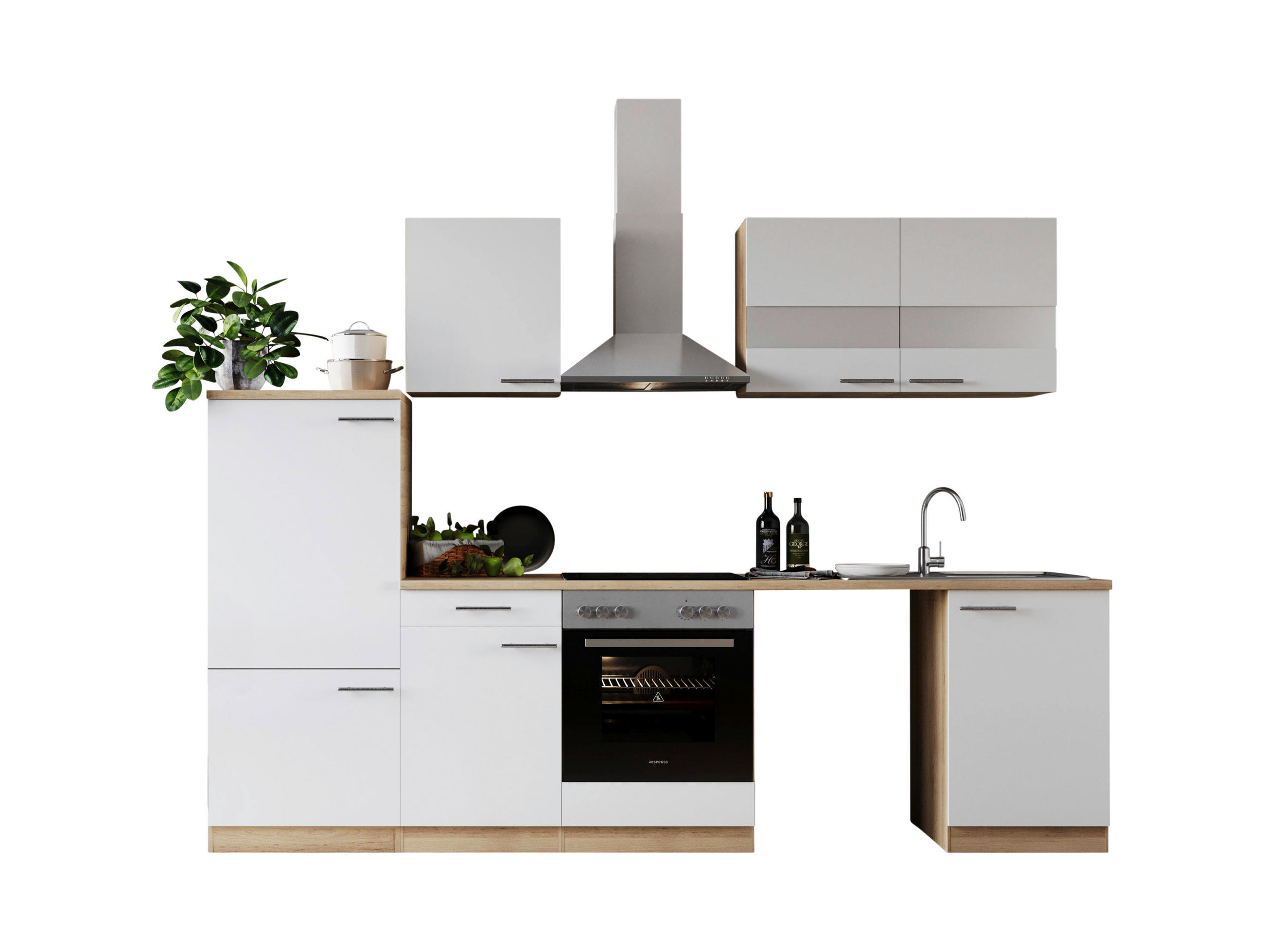 MODULKÖK 280 cm   i vit  - stålfärgad/vit, Basics, metall/trämaterial (280cm) - Respekta