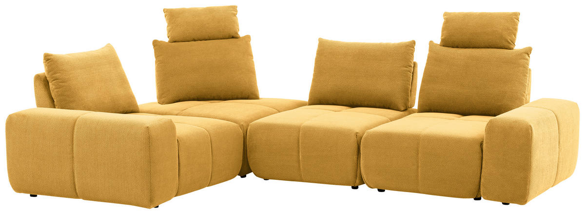 ECKSOFA in Velours Terracotta  236/326 cm  - Terracotta/Schwarz, Design, Kunststoff/Textil (236/326cm) - Xora