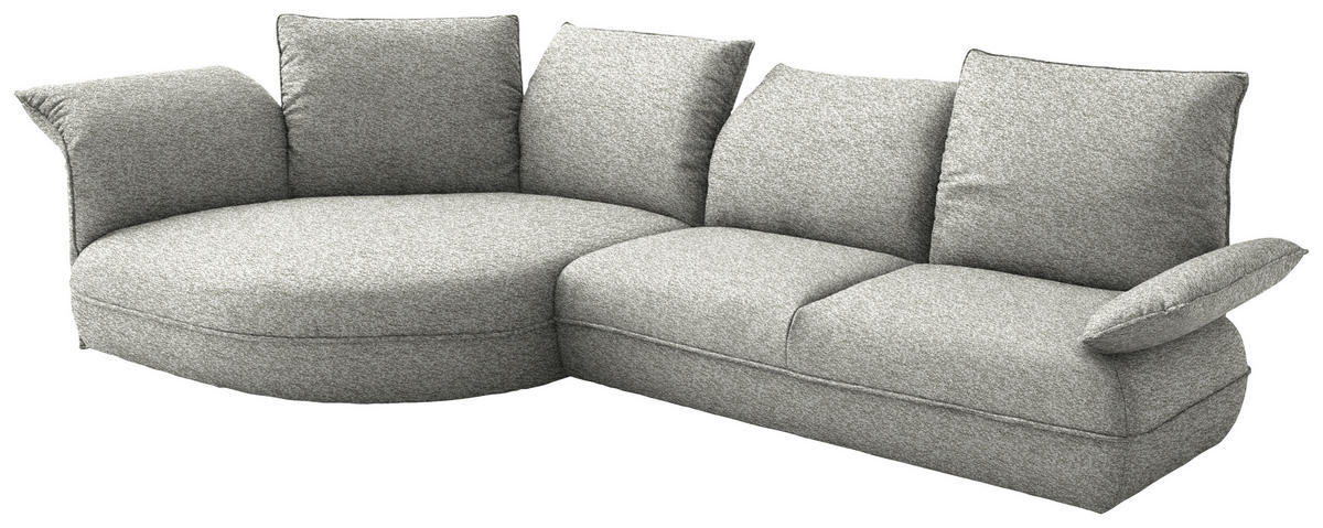 ECKSOFA Chenille Ecru  - Ecru/Schwarz, Design, Kunststoff/Textil (154/343cm) - Koinor