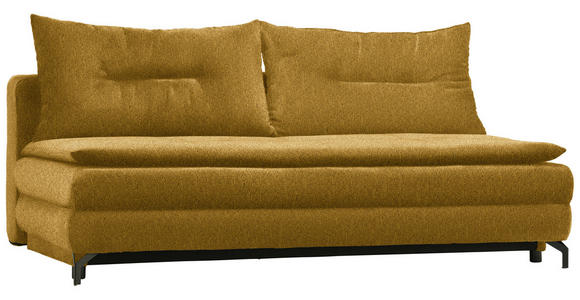 SCHLAFSOFA in Webstoff Currygelb  - Currygelb/Schwarz, MODERN, Textil/Metall (208/73/92/102cm) - Novel