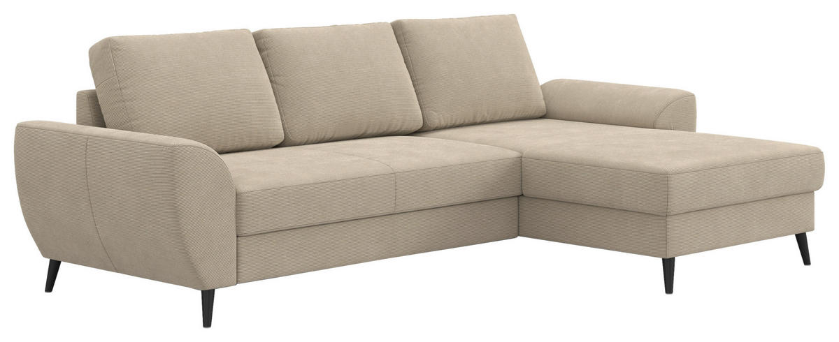 ECKSOFA Cord Hellbraun  - Hellbraun/Schwarz, Trend, Textil/Metall (255/154cm) - MID.YOU