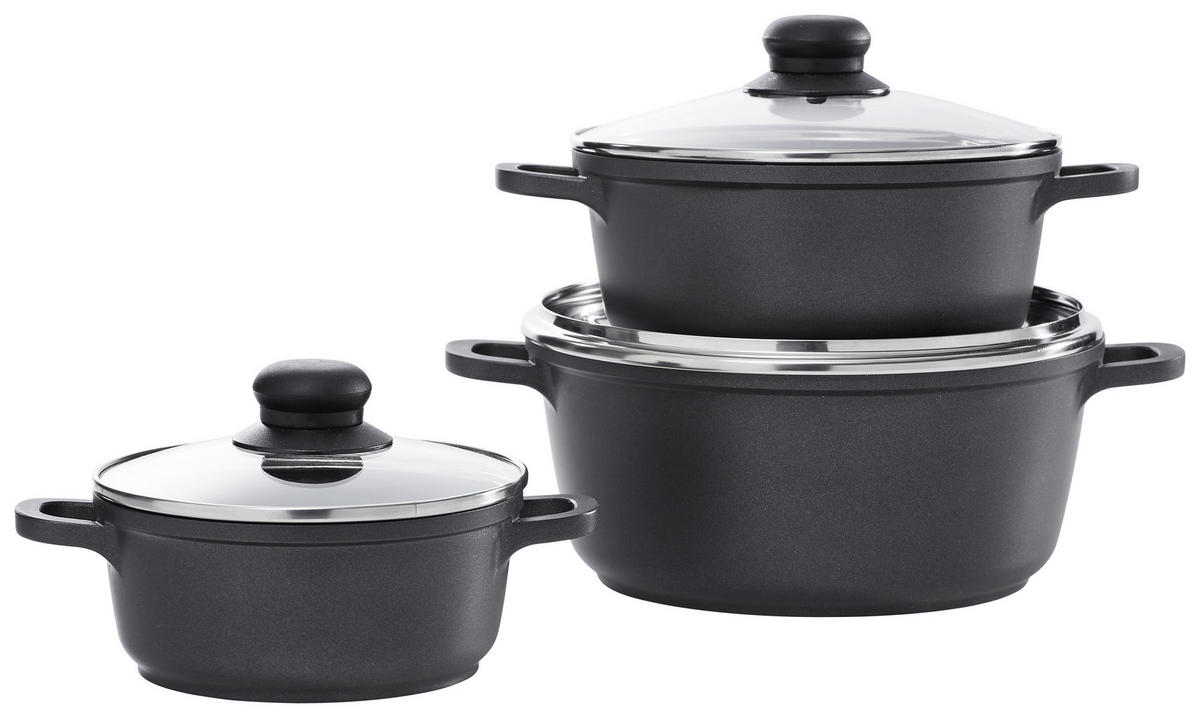 KOCHTOPFSET Turin 3-teilig  - Klar/Edelstahlfarben, KONVENTIONELL, Glas/Kunststoff - Homeware Profession.