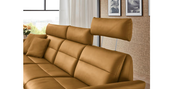 ECKSOFA in Echtleder Currygelb 169/298 cm - Currygelb/Schwarz, Design, Leder/Metall (169/298cm) - Dieter Knoll