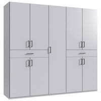 GARDEROB MED GÅNGJÄRNSDÖRRAR 225/208/58 cm 9-dörrar - vit/svart, Klassisk, trämaterial/plast (225/208/58cm) - Carryhome