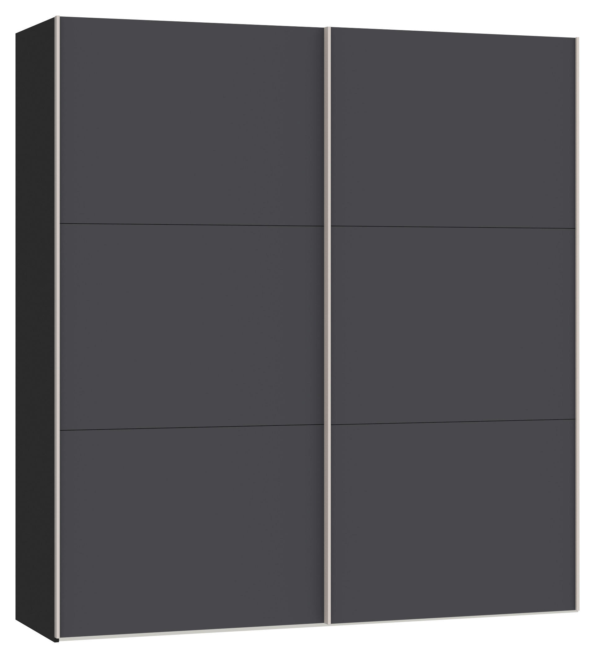 SCHWEBETÜRENSCHRANK 203/215/65 cm 2-türig Anthrazit, Schwarz  - Edelstahlfarben/Anthrazit, Design, Holzwerkstoff (203/215/65cm) - Boxxx