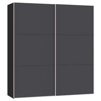 SCHWEBETÜRENSCHRANK 203/215/65 cm 2-türig Anthrazit, Schwarz  - Edelstahlfarben/Anthrazit, Design, Holzwerkstoff (203/215/65cm) - Boxxx