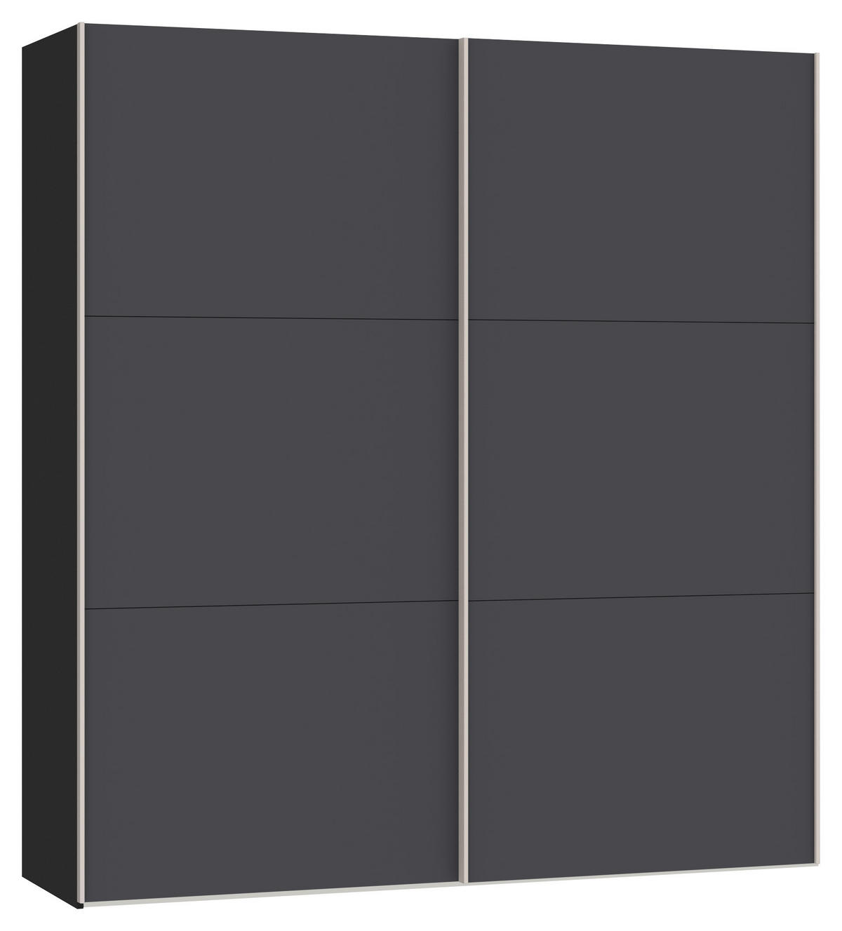 SCHWEBETÜRENSCHRANK 203/215/65 cm 2-türig Anthrazit, Schwarz  - Edelstahlfarben/Anthrazit, Design, Holzwerkstoff (203/215/65cm) - Boxxx