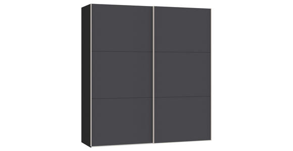 SCHWEBETÜRENSCHRANK  in Anthrazit, Schwarz  - Edelstahlfarben/Anthrazit, Design, Holzwerkstoff (203/215/65cm) - Carryhome