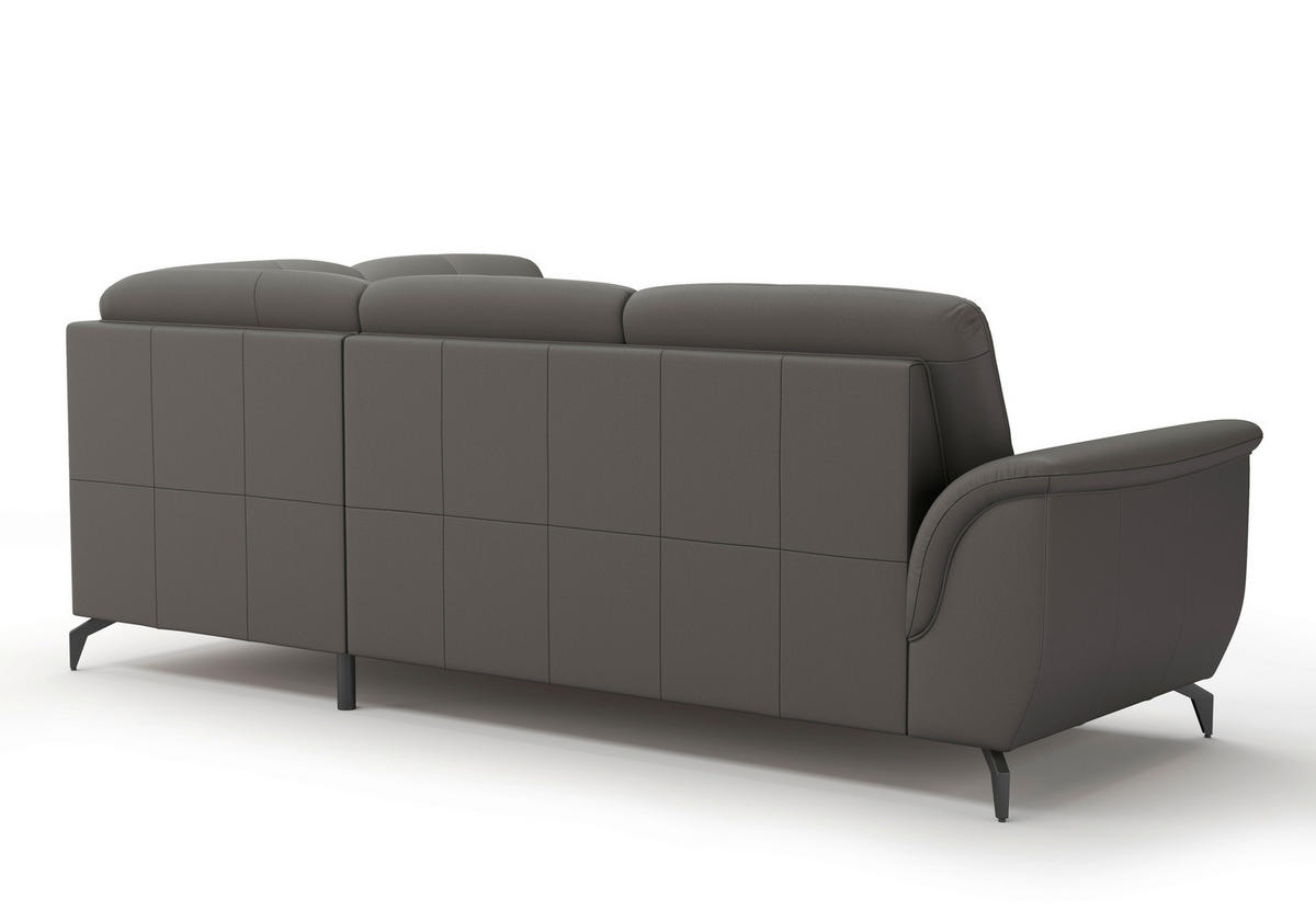 ECKSOFA ZORA E Anthrazit Echtleder  - Anthrazit/Schwarz, MODERN, Leder/Metall (244/212cm) - Sit & More