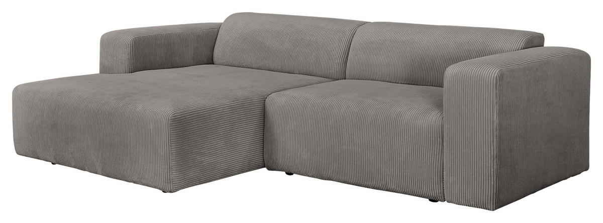 ECKSOFA BASMA in Cord Mokka  175/298 cm  - Schwarz/Mokka, Design, Kunststoff/Textil (175/298cm) - P & B