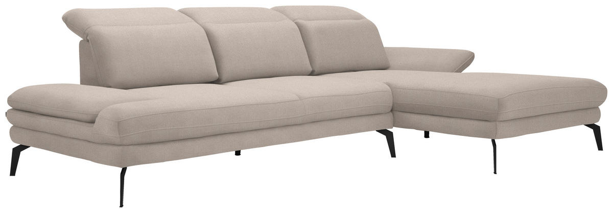 ECKSOFA in Chenille Beige  - Beige/Schwarz, Design, Textil/Metall (289/180cm) - Stylife