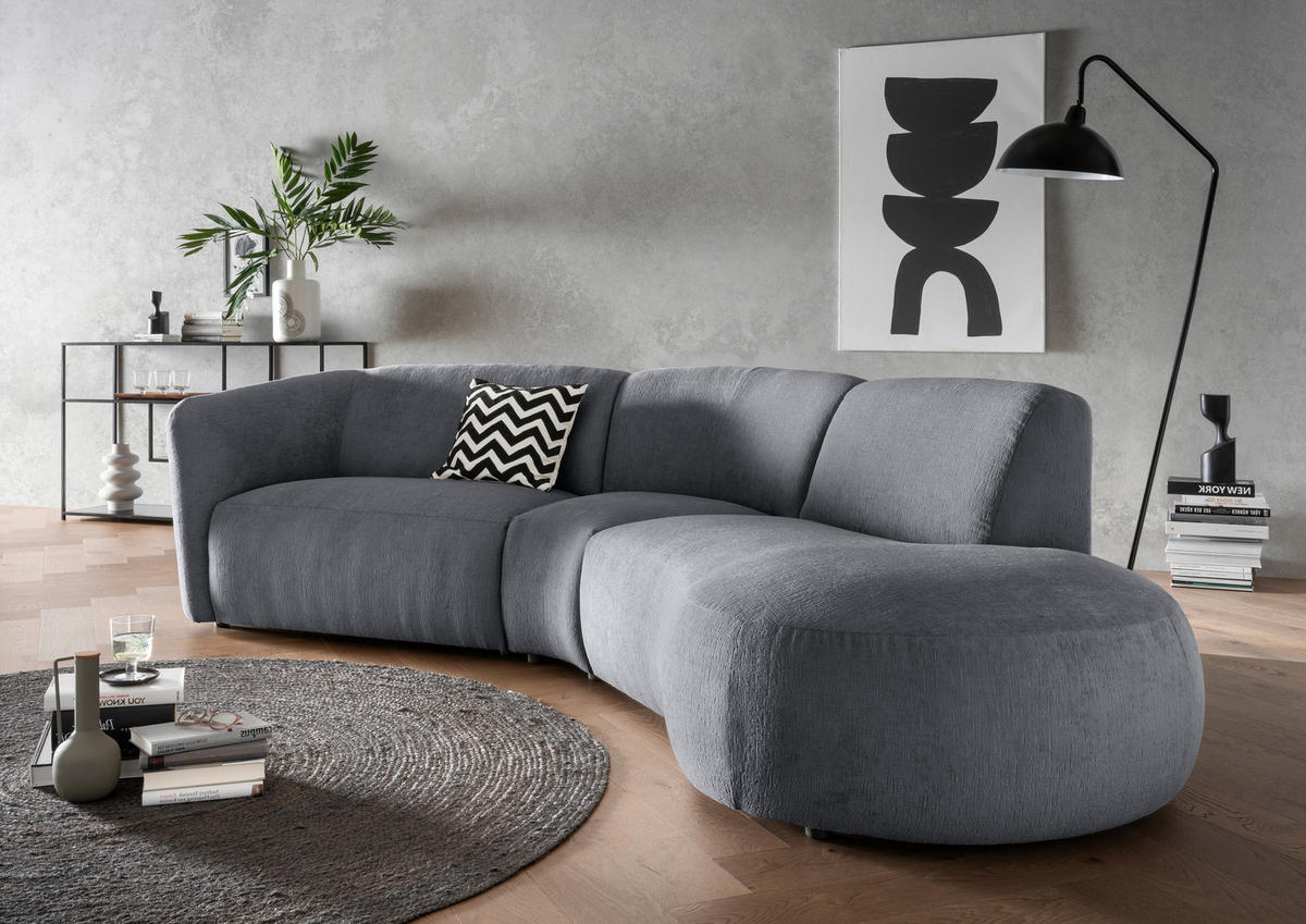 ECKSOFA in Mikrofaser Anthrazit  276/182 cm  - Anthrazit/Schwarz, MODERN, Kunststoff/Textil (276/182cm) - Livetastic