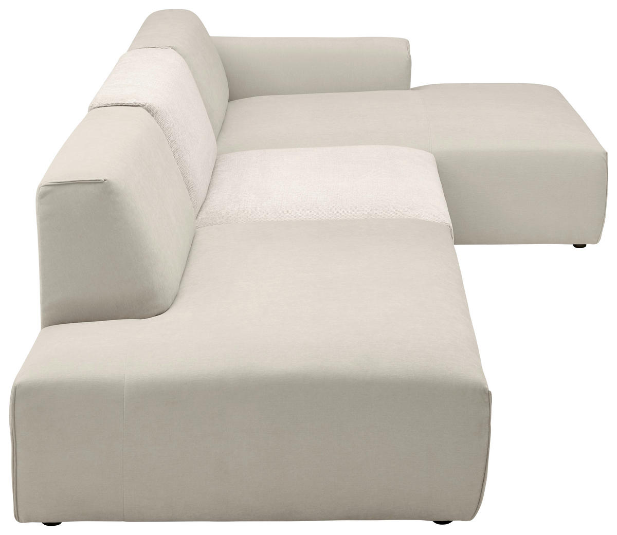 ECKSOFA Silberfarben, Perlmutt Chenille, Flachgewebe Rücken echt  - Silberfarben/Perlmutt, KONVENTIONELL, Kunststoff/Textil (342/165cm) - SetOne by Musterring