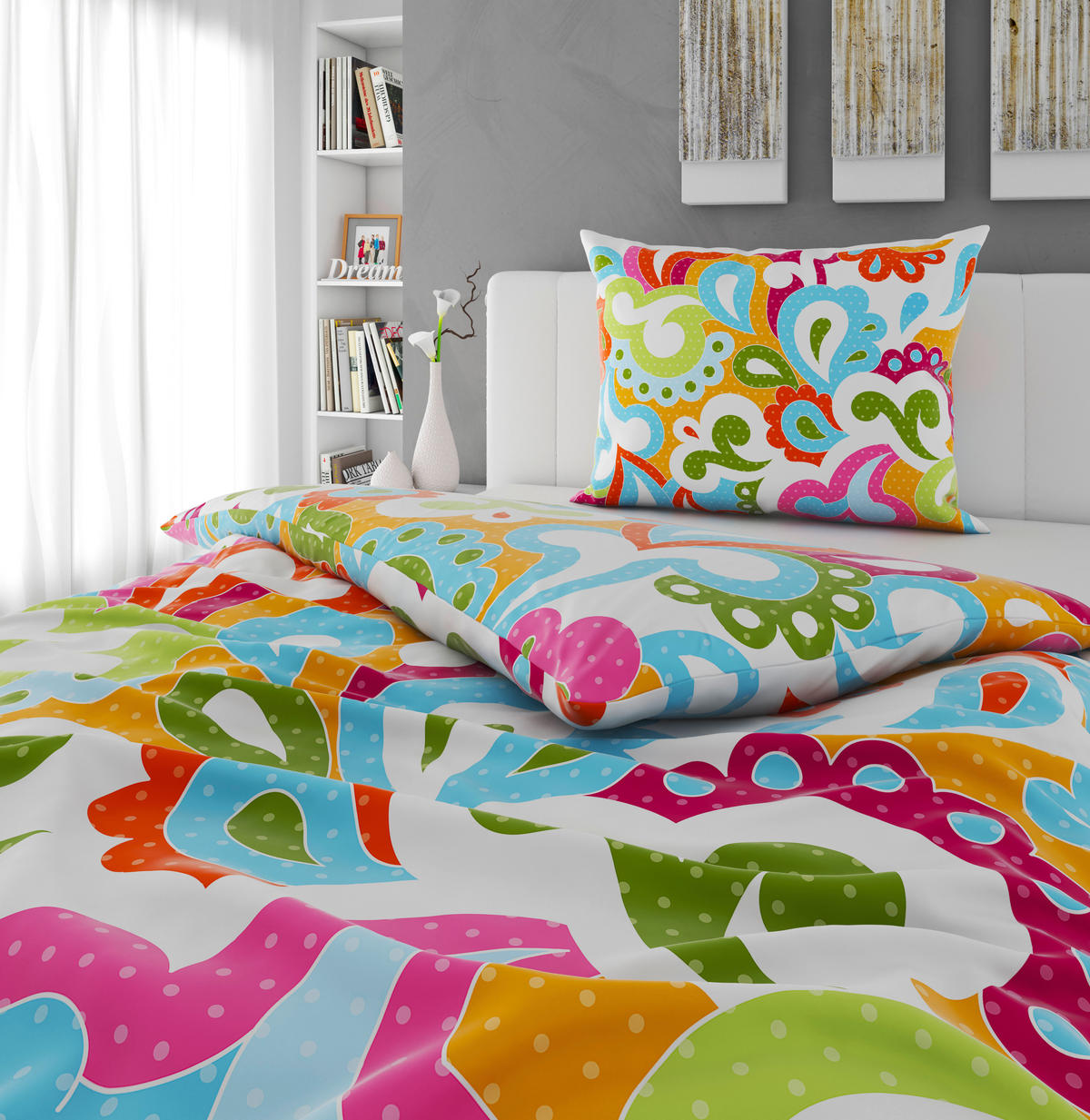 POSTEĽNÁ BIELIZEŇ, satén, viacfarebná, 140/200 cm - viacfarebná, Trend, textil (140/200cm) - Esposa