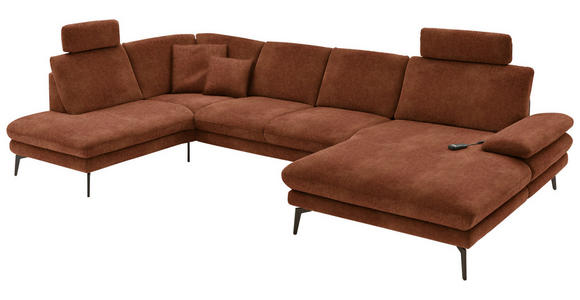 WOHNLANDSCHAFT in Velours Kupferfarben - Schwarz/Kupferfarben, Design, Textil/Metall (208/344/180cm) - Dieter Knoll