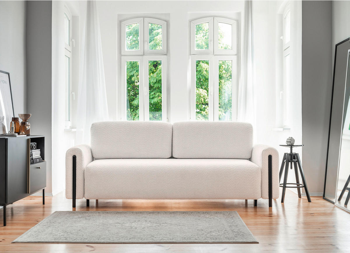 SCHLAFSOFA  mit Samt Schwarz, Weiß  - Schwarz/Weiß, Design, Holz/Textil (244/97/97cm) - MID.YOU