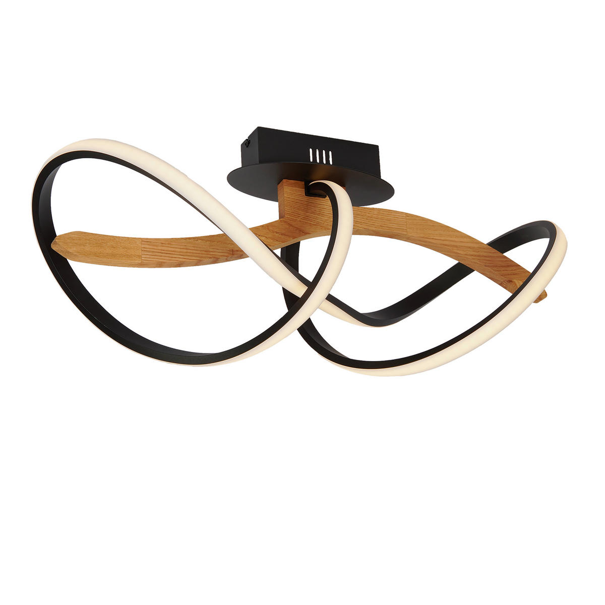 LED-DECKENLEUCHTE    45/45/18 cm  - Schwarz, Design, Holz/Metall (45/45/18cm) - Waldwelt