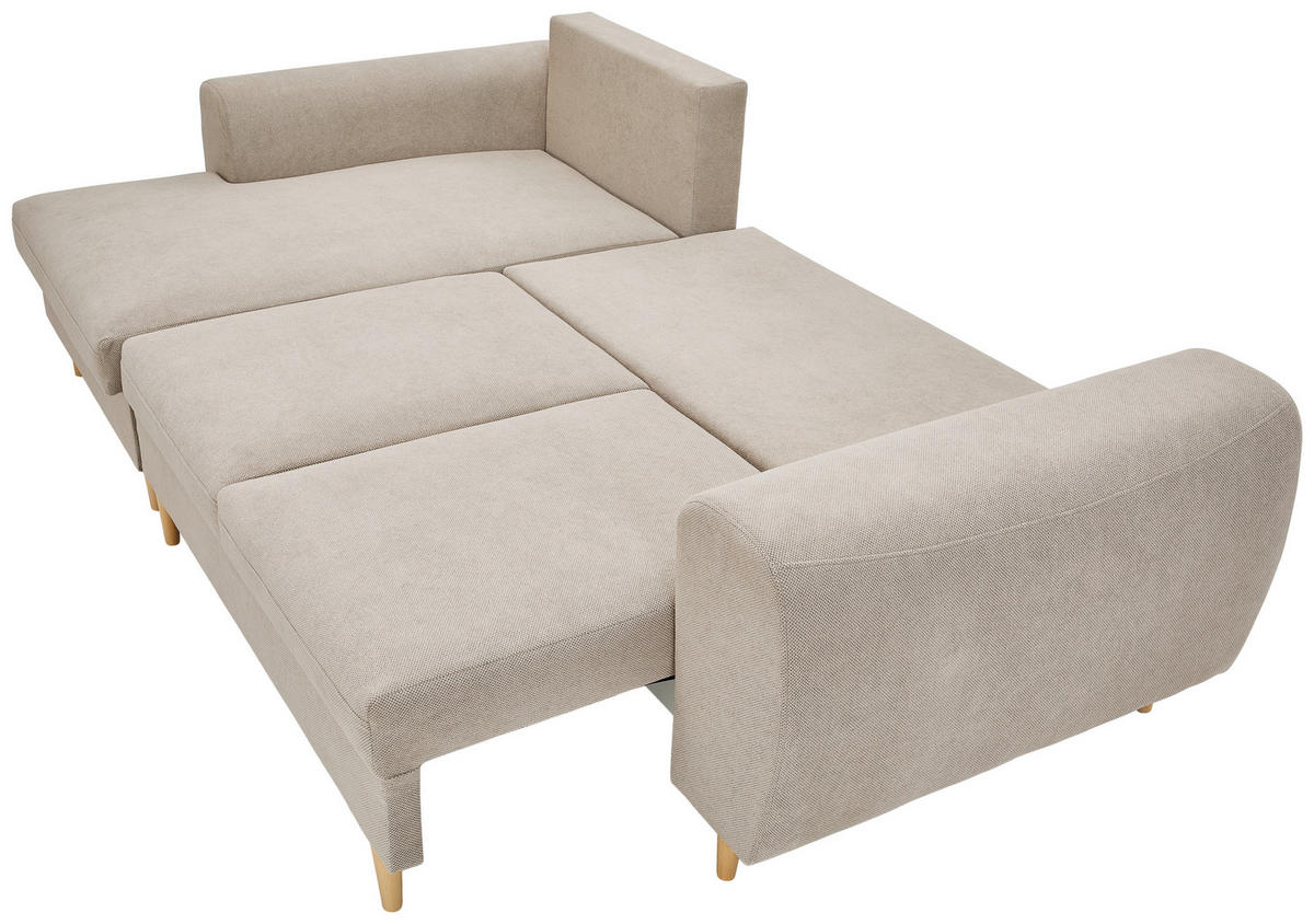 ECKSOFA in Webstoff Beige  - Beige/Naturfarben, Konventionell, Holz/Textil (145/250cm) - MID.YOU