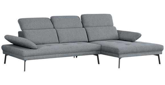 ECKSOFA Dunkelgrau Webstoff  - Dunkelgrau/Schwarz, Design, Textil/Metall (296/188cm) - Xora