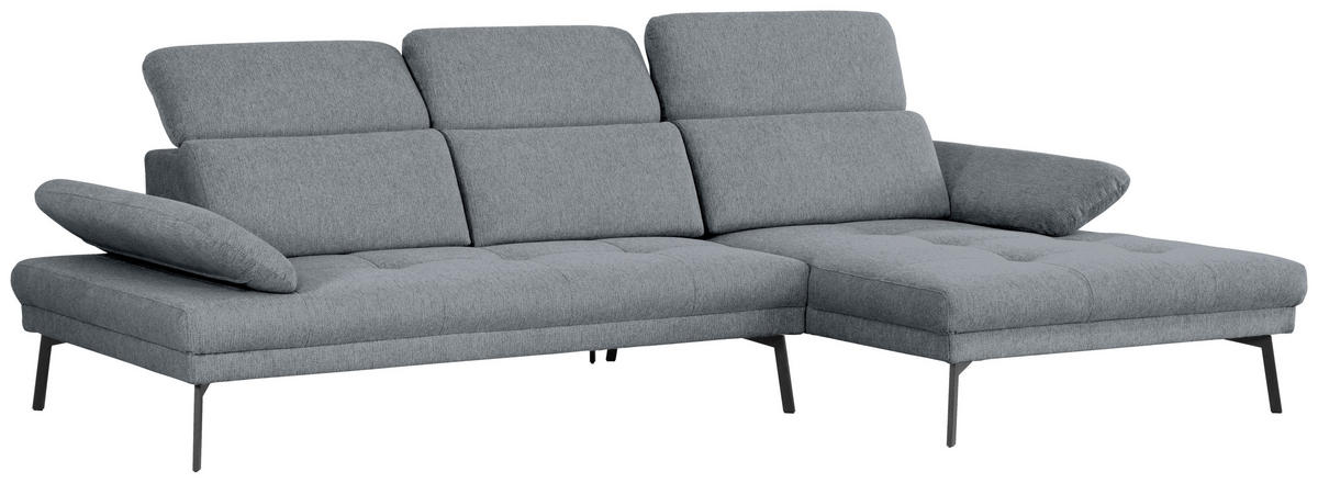 ECKSOFA Eckteil, Ottomane rechts  More_LZ Dunkelgrau Webstoff  - Dunkelgrau/Schwarz, Design, Textil/Metall (296/188cm) - Xora