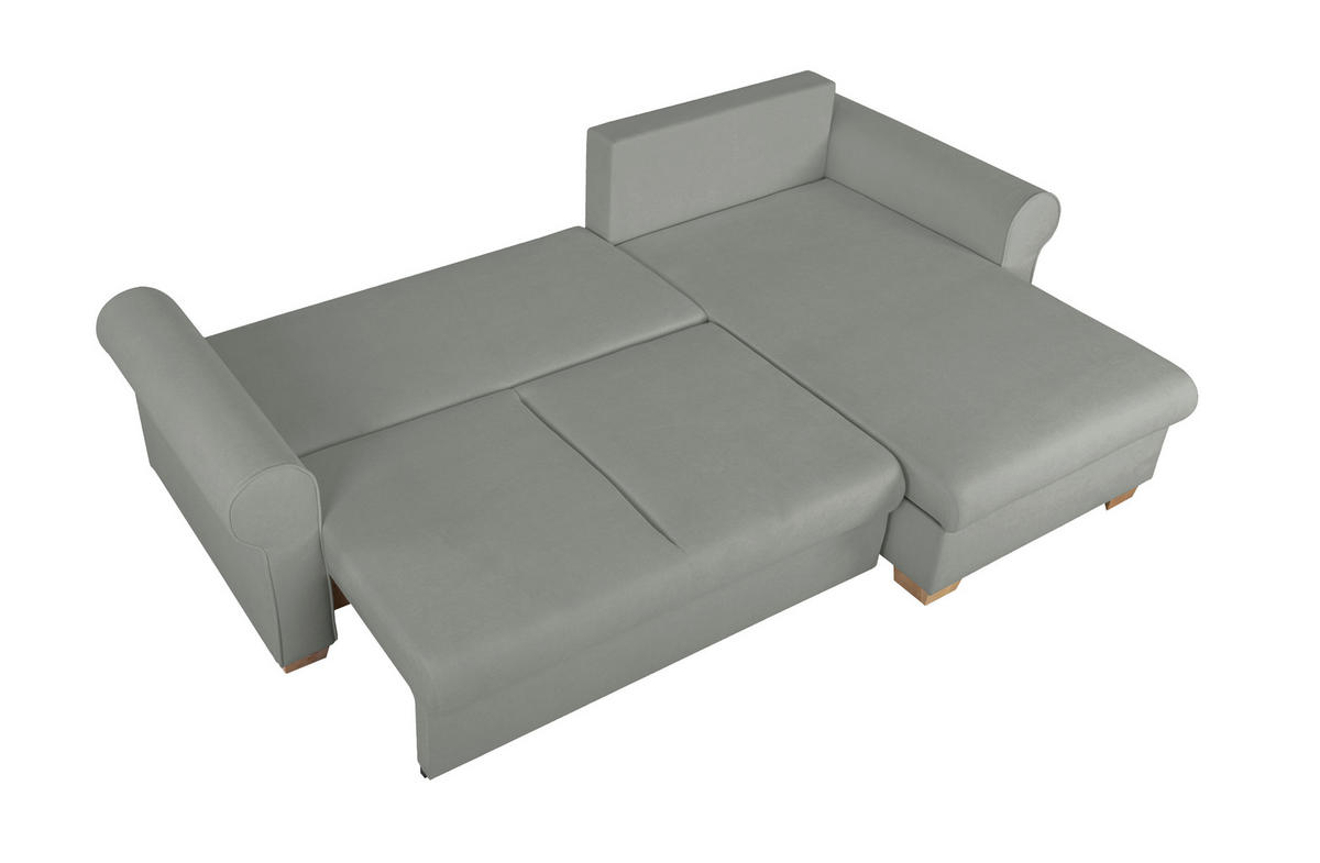 ECKSOFA in Dunkelgrau  - Dunkelgrau/Buchefarben, Design, Holz/Textil (266/161cm) - MID.YOU