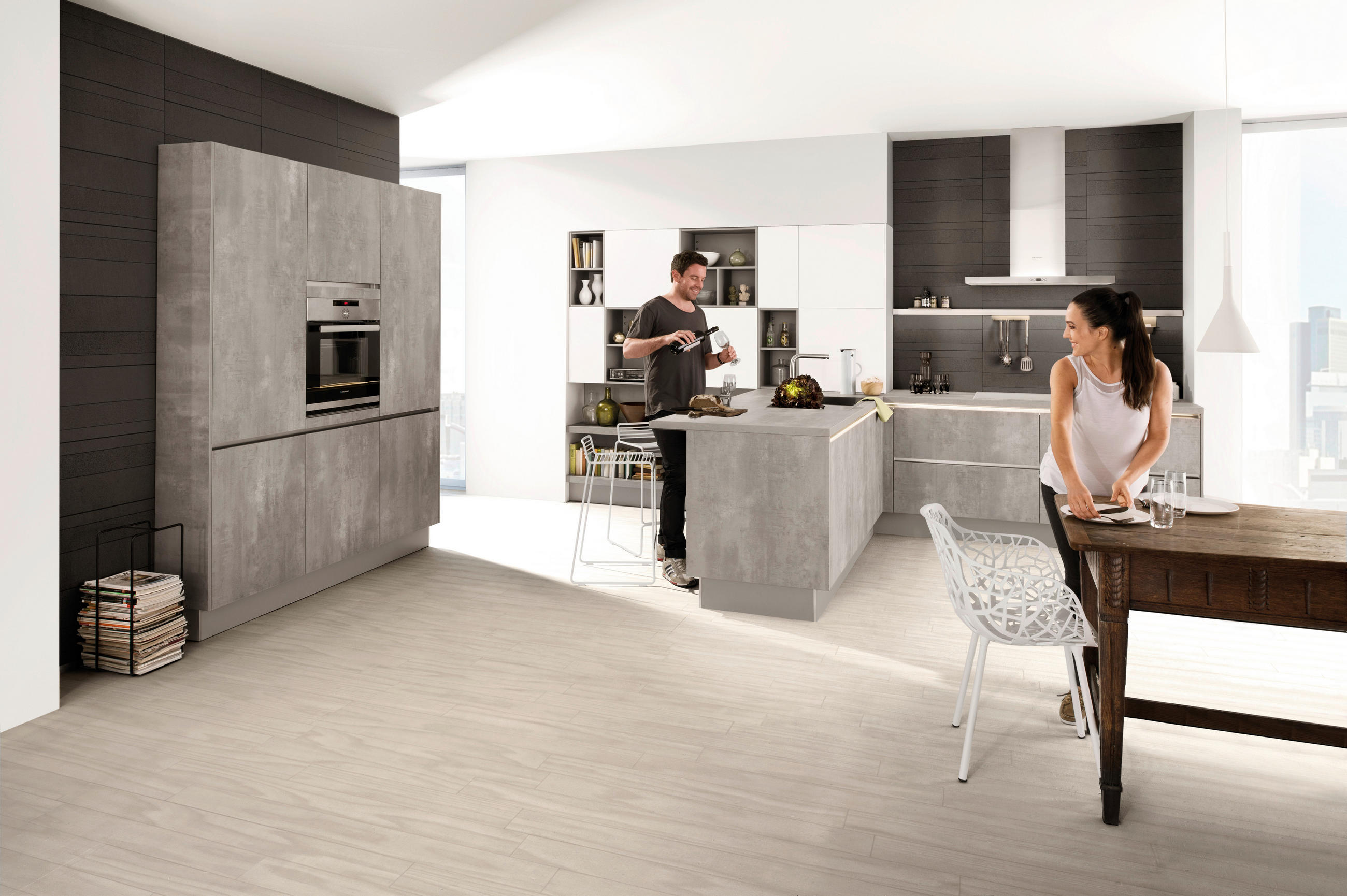 EINBAUKÜCHE COMET  - Grau, LIFESTYLE, Holzwerkstoff - Moderano
