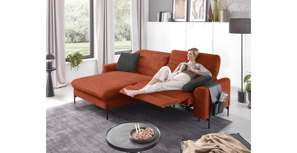 ECKSOFA in Flachgewebe Rostfarben 191/252 cm - Rostfarben/Schwarz, Design, Textil/Metall (191/252cm) - Dieter Knoll