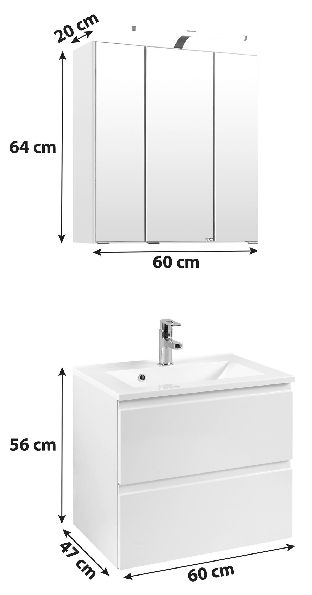BADEZIMMER  in 60 cm  - Weiß, Design, Holzwerkstoff (60cm) - Held
