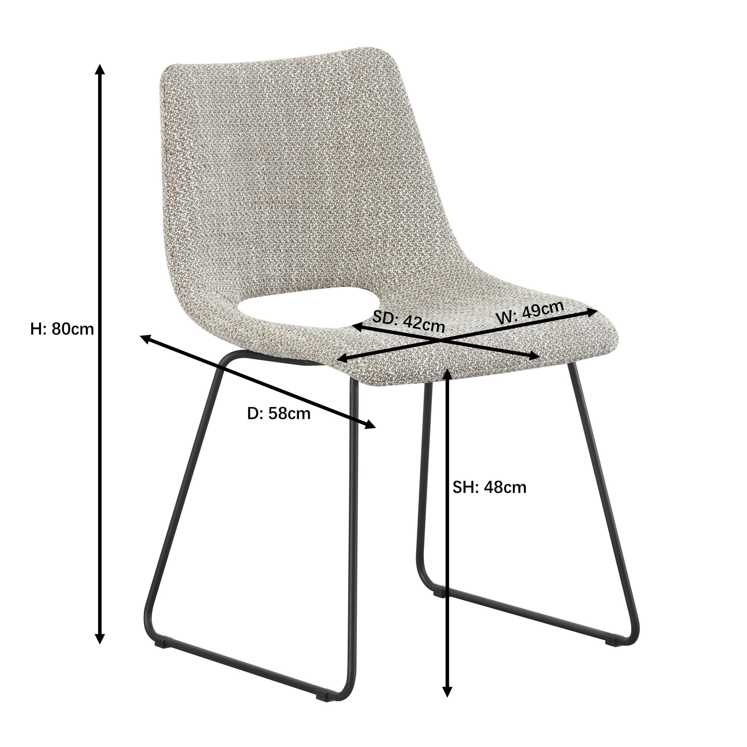 STUHL - Hellbraun/Schwarz, Design, Textil/Metall (48/79/56cm) - Stylife