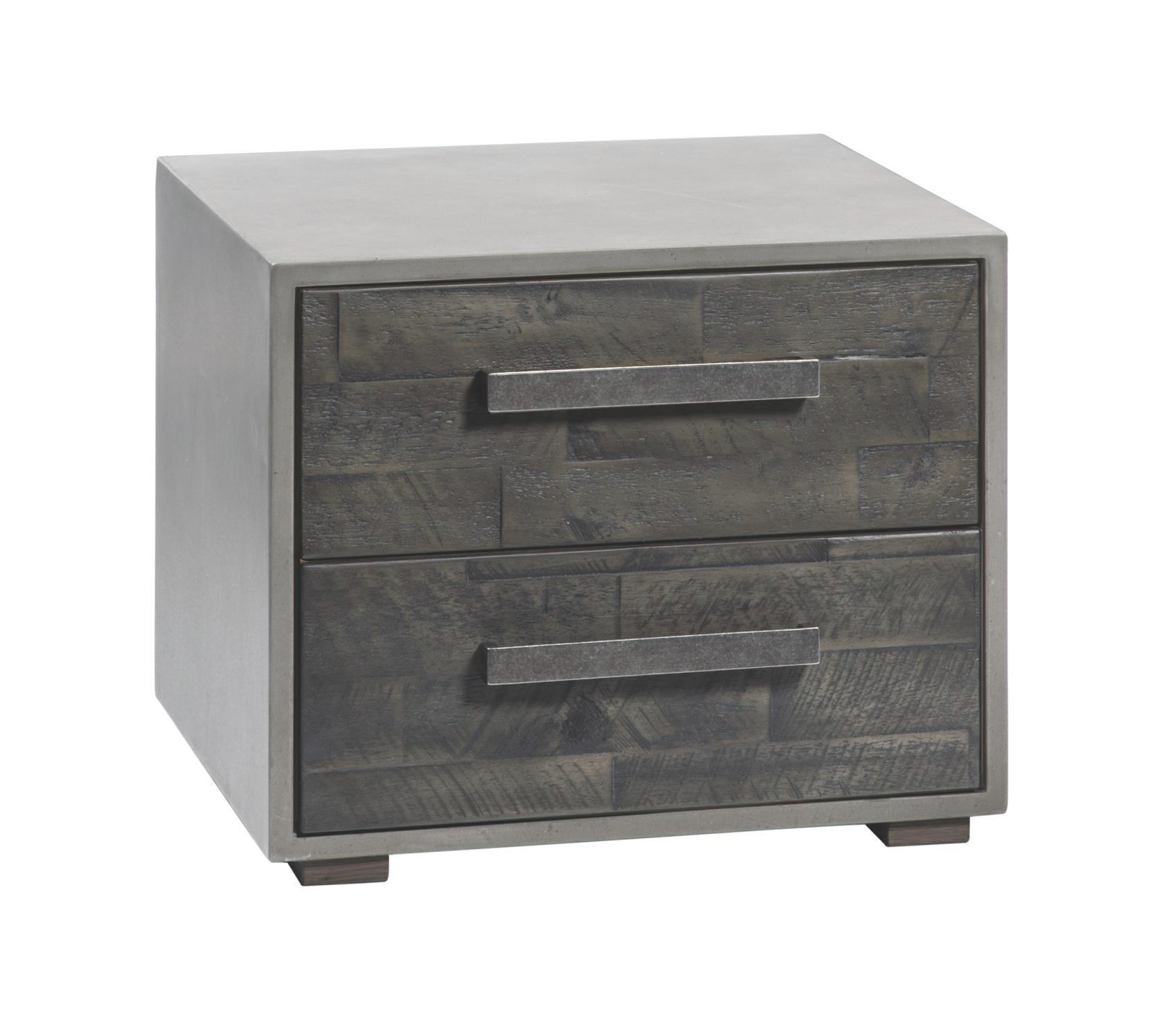 NACHTSCHRANK Akazie massiv Grau, Dunkelgrau - Dunkelgrau/Grau, KONVENTIONELL, Holz/Holzwerkstoff (50/49/43cm) - Hasena
