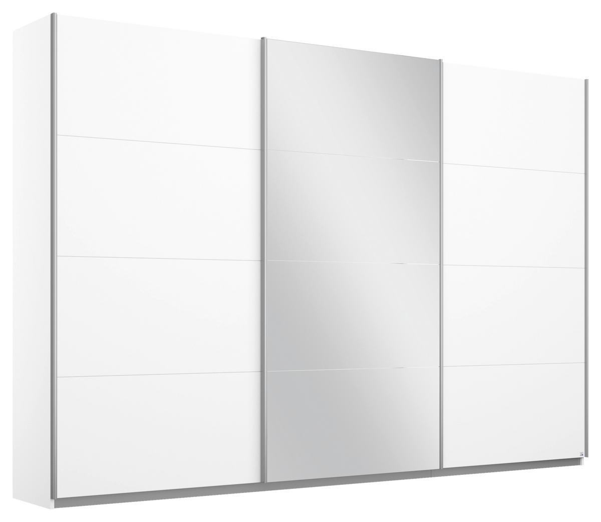 SCHWEBETÜRENSCHRANK 271/230/62 cm 3-türig Weiß  - Alufarben/Weiß, MODERN, Holzwerkstoff/Metall (271/230/62cm) - Rauch Möbel