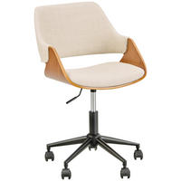 OTOČNÁ STOLIČKA, vzhľad ľanu, béžová, farba vlašského orecha - farba vlašského orecha/béžová, Modern, kov/drevo (51/78/88/57cm) - MID.YOU