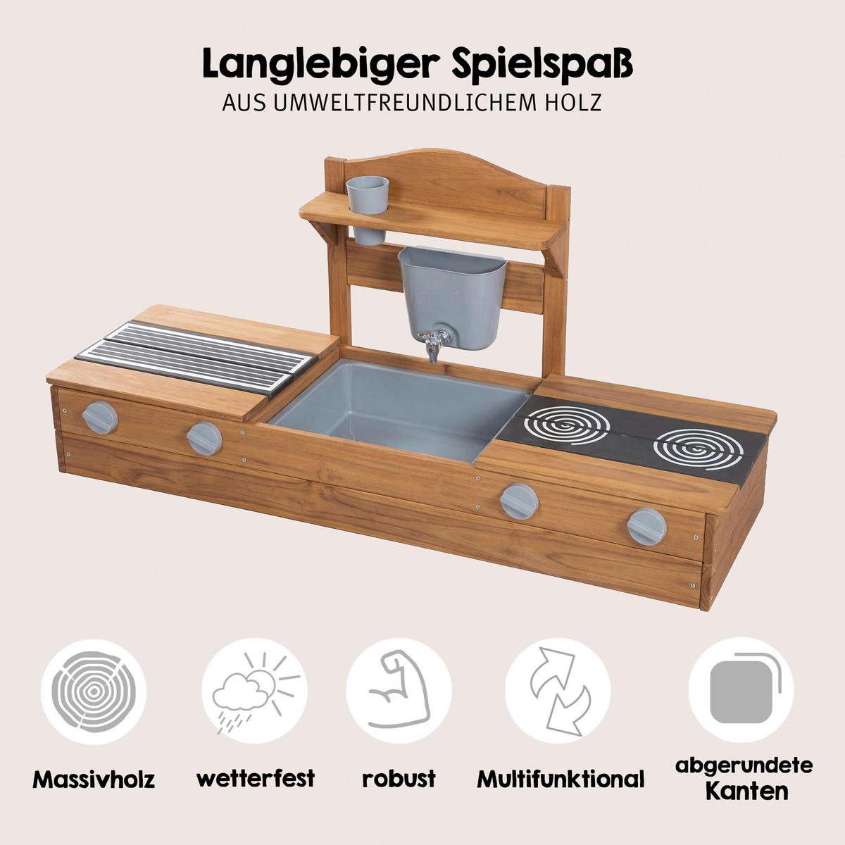 SANDKASTEN  - Teakfarben, Basics, Holz/Kunststoff (116/54/37cm) - Roba