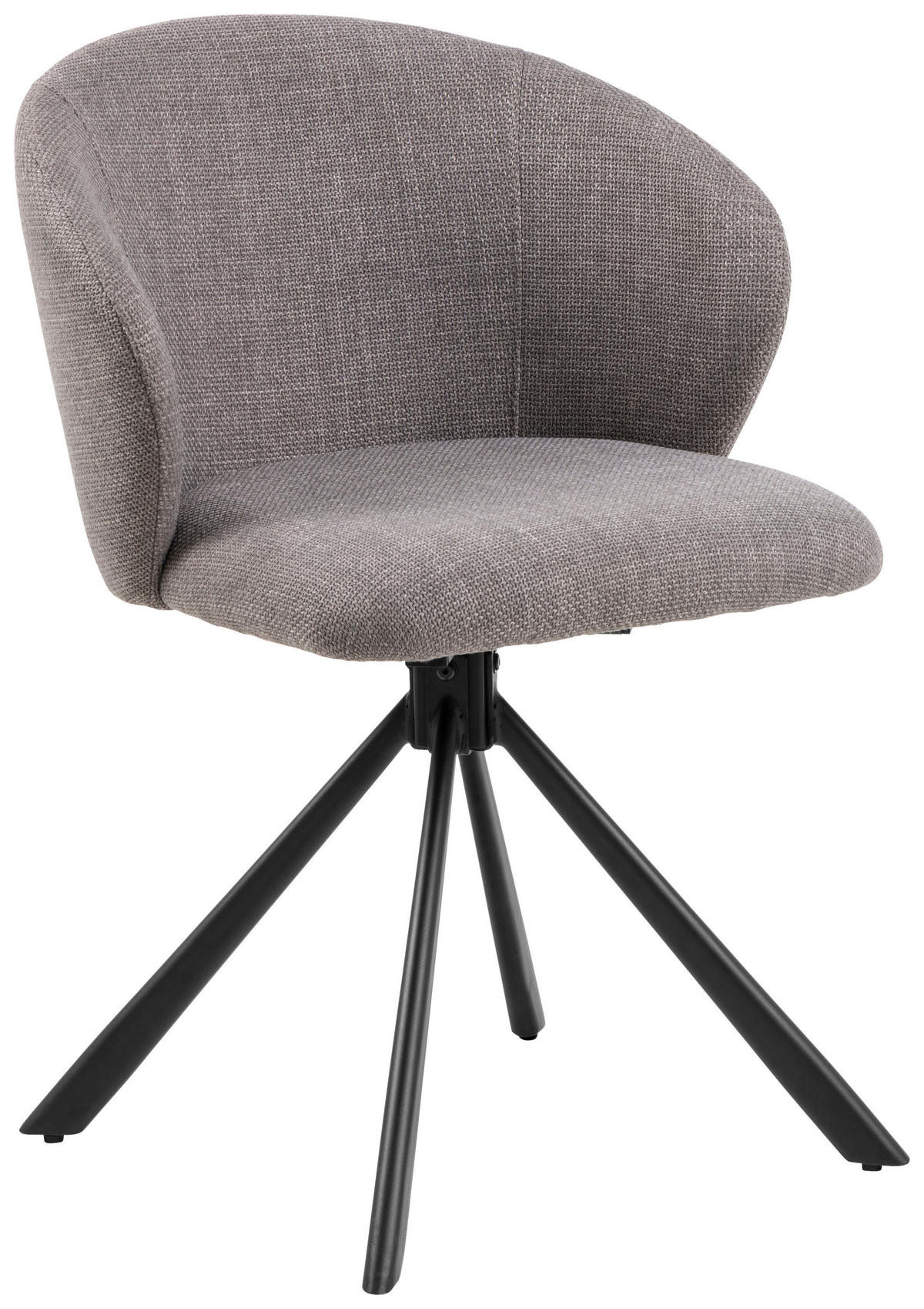 STUHL , Sitzfläche 360° drehbar , Webstoff  - Graubraun/Schwarz, Design, Textil/Metall (46/80/58cm) - MID.YOU