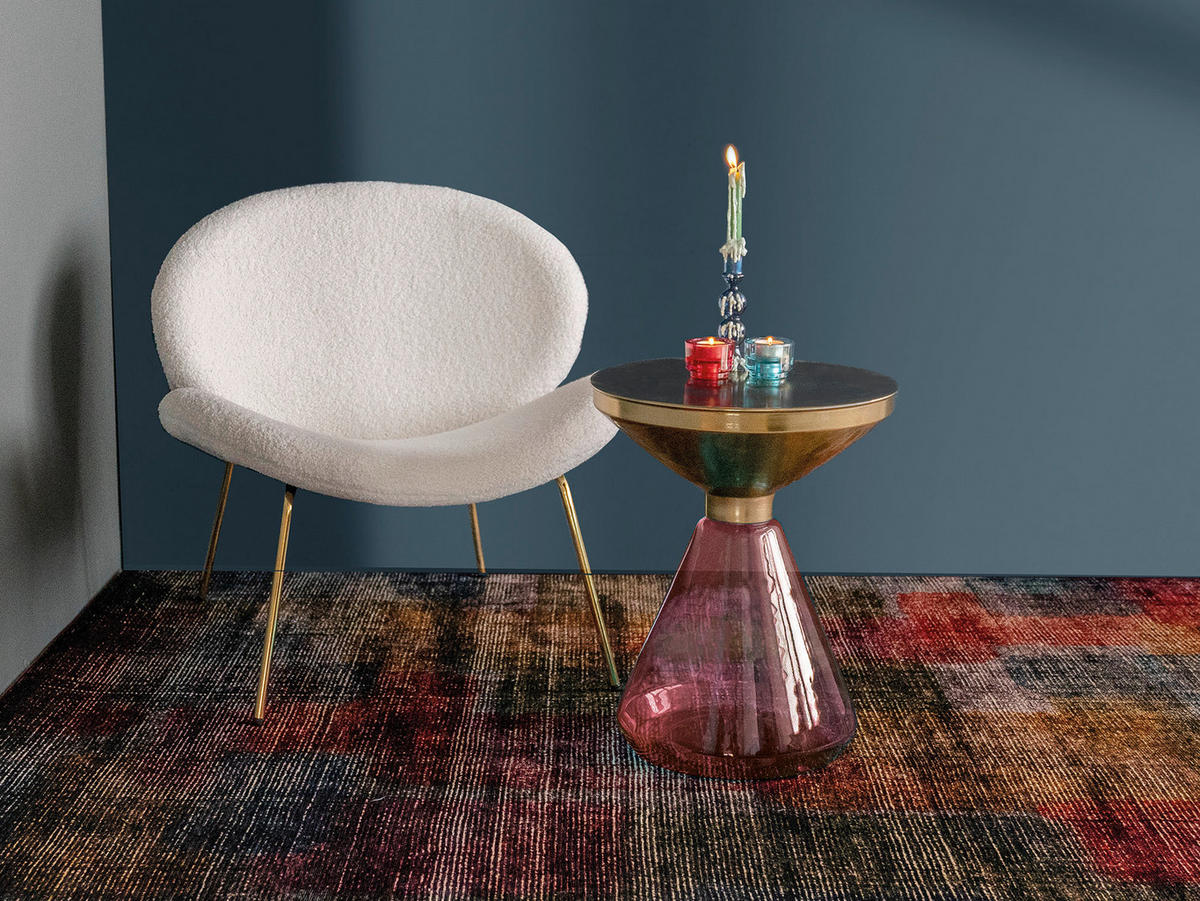 BEISTELLTISCH in Metall, Glas  - Goldfarben/Rosa, Design, Glas/Metall (41,5/53cm) - Kayoom