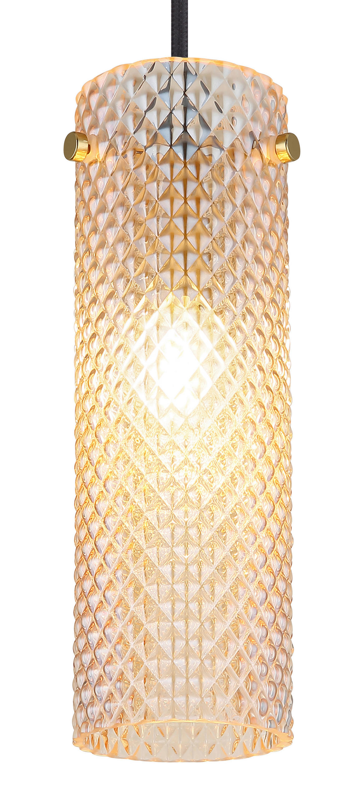 HÄNGELEUCHTE KAROLO 10/120 cm   - Goldfarben/Schwarz, KONVENTIONELL, Glas/Textil (10/120cm) - Globo