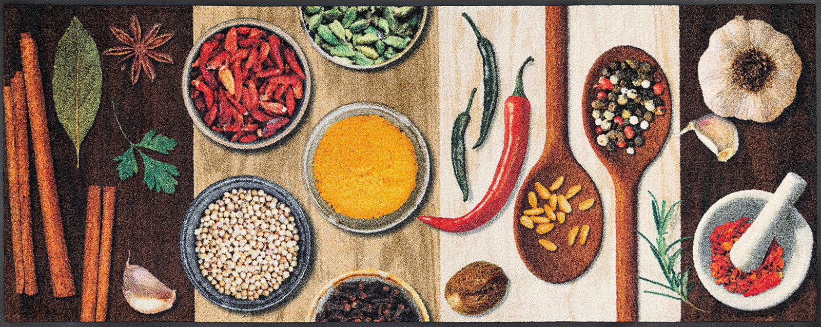 KÜCHENLÄUFER 75/190 cm Hot Spices  - Multicolor, KONVENTIONELL, Kunststoff/Textil (75/190cm) - wash+dry