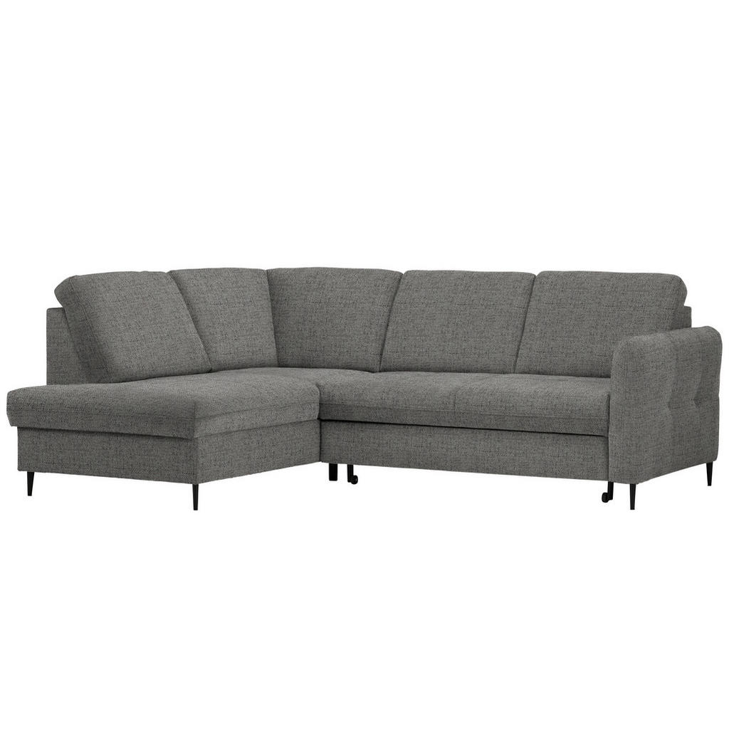 Thumbnail - Carryhome Ecksofa, Dunkelgrau, Textil, Buche, massiv, 3-Sitzer, Ottomane links, L-Form, 241x184 cm, Stoffauswahl, seiten...