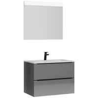 BADEZIMMER 3-teilig  in 81 cm  - Schieferfarben/Schwarz, MODERN, Holzwerkstoff/Stein (81cm) - Nobilia