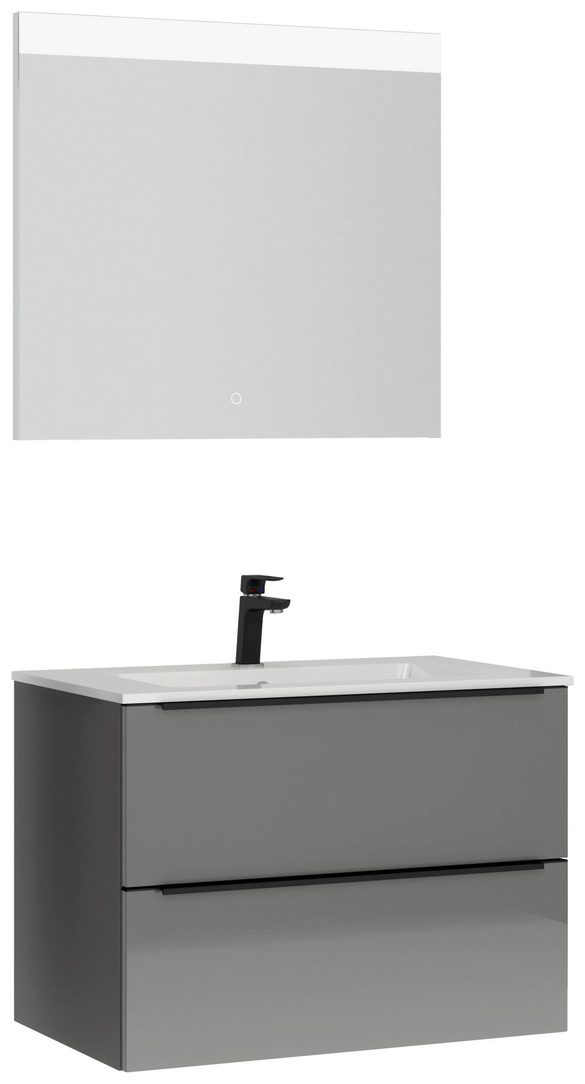 BADEZIMMER 3-teilig  in 81 cm  - Schieferfarben/Schwarz, MODERN, Holzwerkstoff/Stein (81cm) - Nobilia