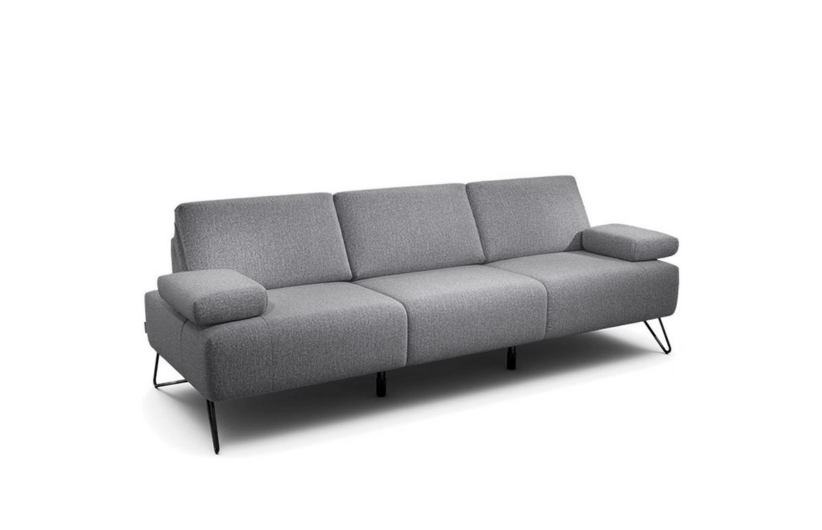 3-SITZER-SOFA Chenille Anthrazit  - Anthrazit/Schwarz, Design, Textil/Metall (234-264/85/86-94cm) - SENSOO