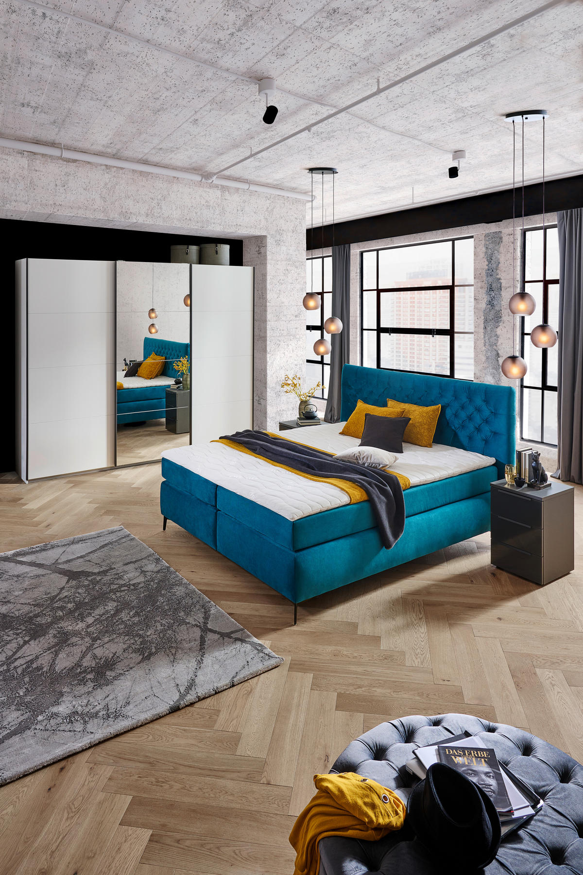 BOXSPRINGBETT 160/200 cm  in Türkis  - Türkis/Schwarz, Design, Holzwerkstoff/Textil (160/200cm) - Esposa