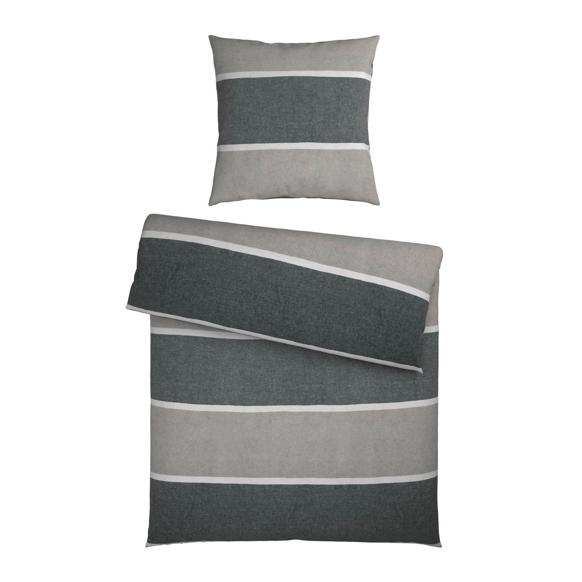 BETTWÄSCHE Flanell 135/200 cm  - Anthrazit/Hellgrau, Design, Textil (135/200cm) - Novel