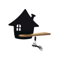VÄGGLAMPA FÖR BARN House 35/12/26 cm   - svart, Basics, metall/trämaterial (35/12/26cm)