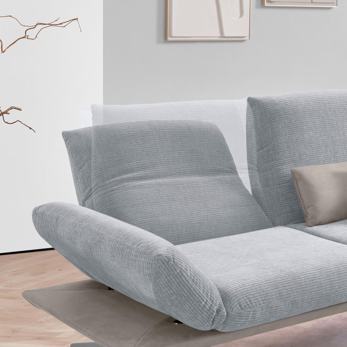 ECKSOFA in Flachgewebe Grau  277/209 cm  - Edelstahlfarben/Grau, Design, Textil/Metall (277/209cm) - Koinor