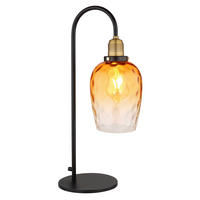 TISCHLEUCHTE - Messingfarben/Schwarz, Basics, Glas/Metall (24,5/18/55cm) - Globo