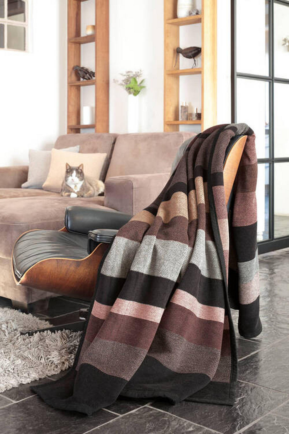 ĆEBE 150/200 cm braon, višebojna, bež  - višebojna/braon, Konvencionalno, tekstil (150/200cm)