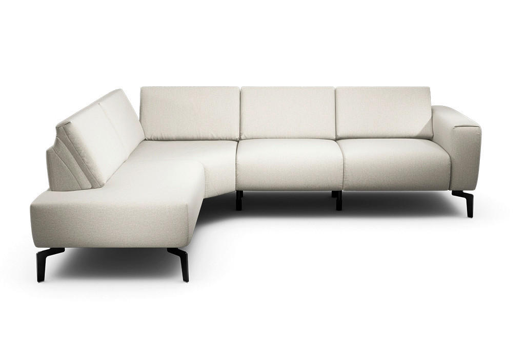 ECKSOFA Cosy Naturfarben Chenille  - Schwarz/Naturfarben, Design, Textil/Metall (193/256cm) - SENSOO