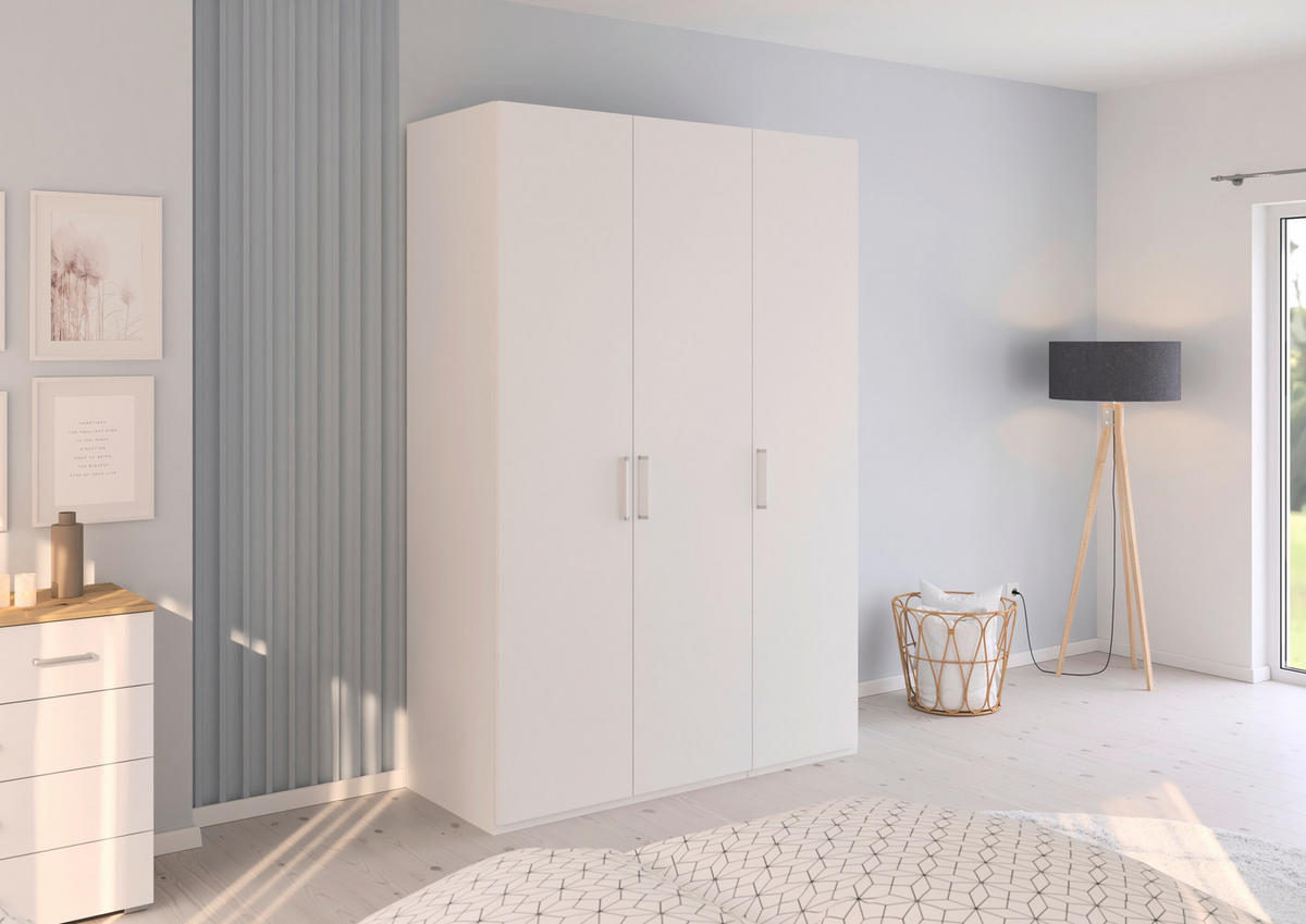 DREHTÜRENSCHRANK  in Weiß  - Silberfarben/Weiß, Design, Holzwerkstoff/Kunststoff (151/223/60cm) - Novel